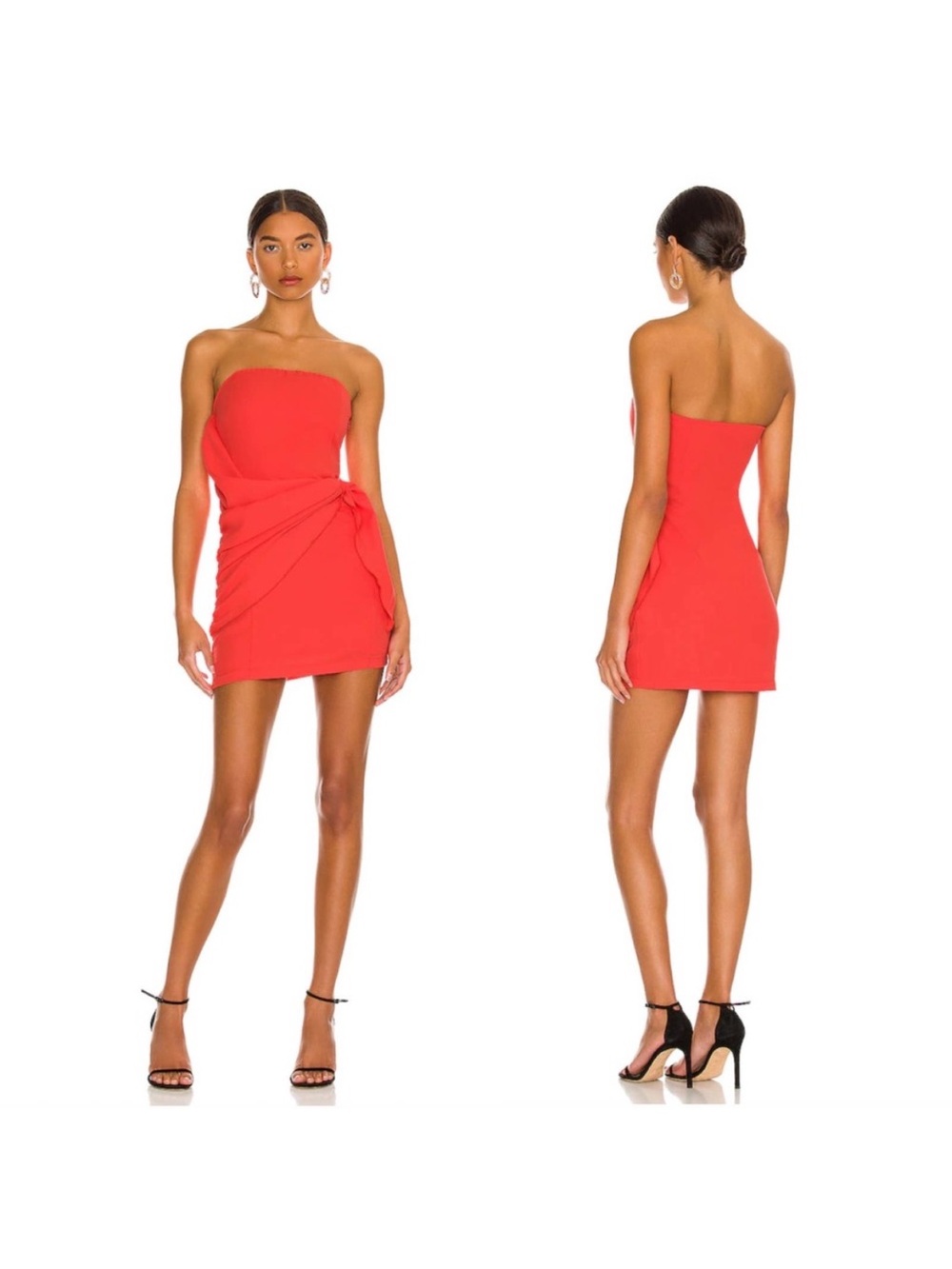Superdown Andria Strapless Mini Dress Red Sz XS Draped Overlay to Hip